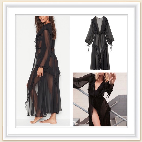 long black sheer robe